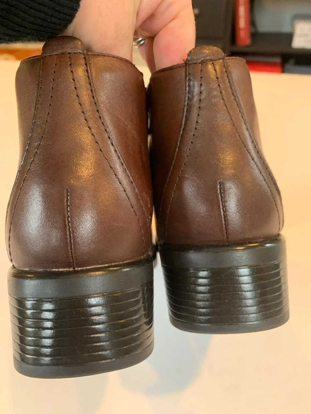 Liz Baker Women’s Size 8 Brown Leather Ankle Boots with Button and Side Zipper